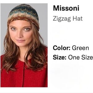 Missoni Wool Zig Zag Green/Brown Blue Beanie-O/S
